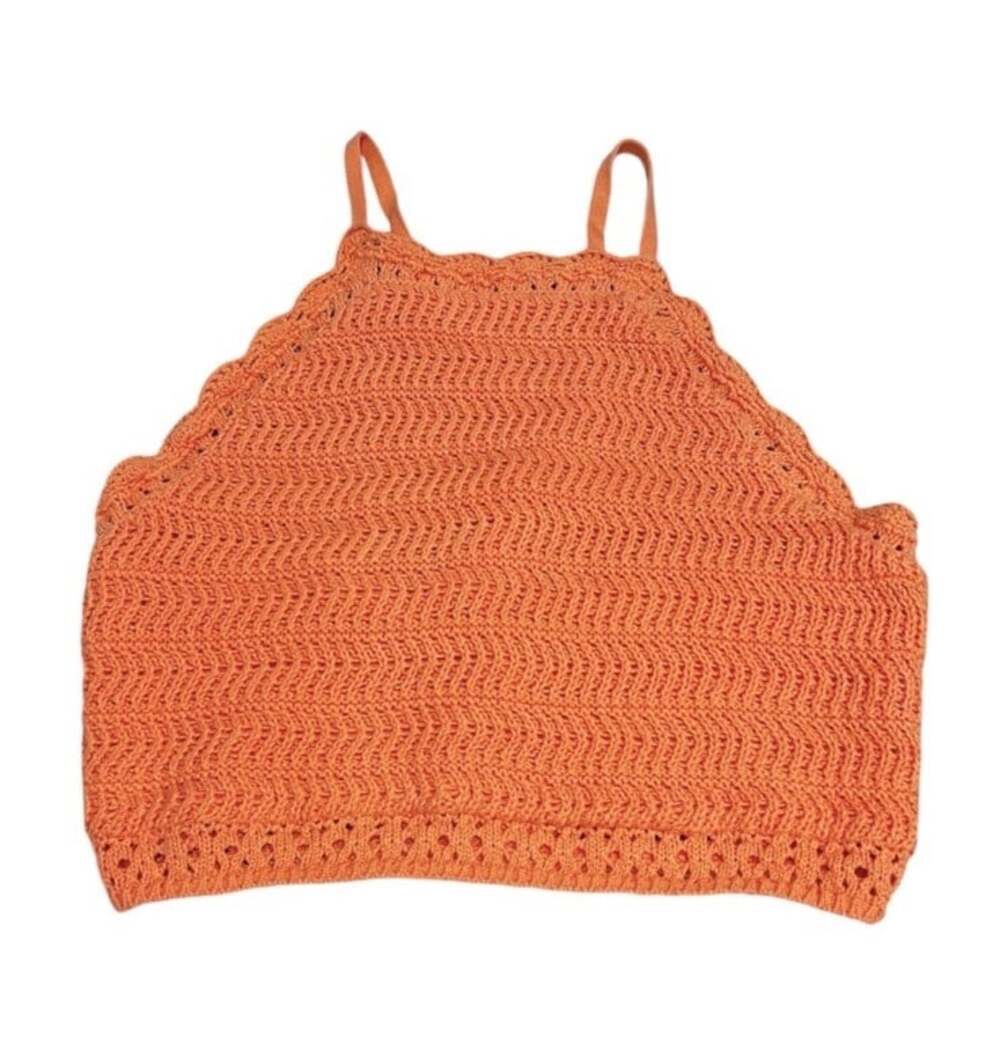 Hollister Crochet Boho Y2K 70’s Festival Indie Coastal Halter Cropped Top-L